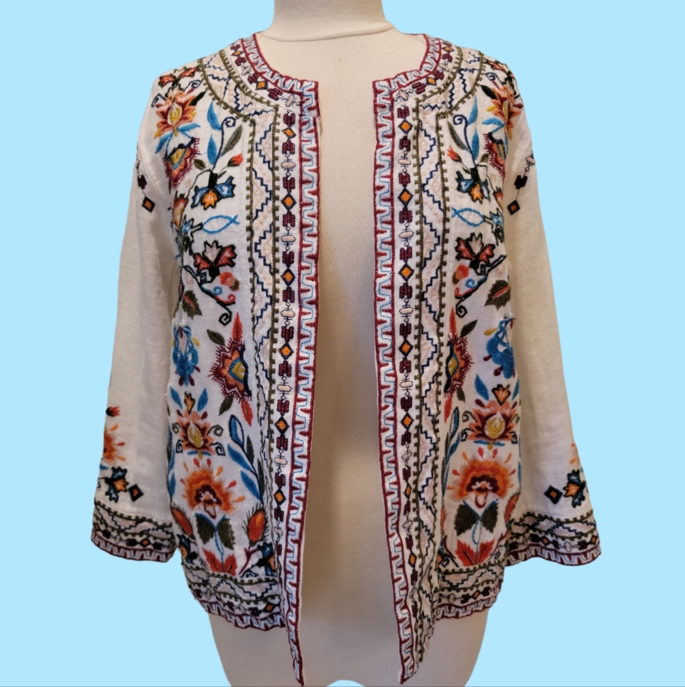 Johnny Was Linen Jacket Xs Gem